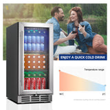Simzlife Beverage Refrigerator Cooler-127 Cans Freestanding Mini Fridge Cooler with Glass Door, Adjustable Shelves & Digital Temperature Display for Soda, Wine or Beer (silver, 3.2 Cu.Ft)