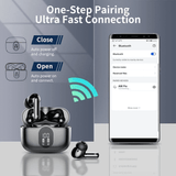 Wireless Earbuds, Bluetooth Headphones 5.4 HiFi Stereo, Wireless Earphones with ENC Noise Cancelling Mic, IP7 Waterproof in Ear Wireless Headphones, LED Digital Display Ear Buds, Touch Control, Black