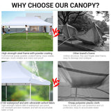 SANOPY 10' x 20' EZ Pop up Canopy Party Tent, Outdoor Event Instant Gazebo with 6 Removable Sidewalls for Camping Wedding Picnic, White-2JK