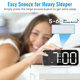 Digital Alarm Clock, Slim LED Mirror Desk Clocks for Bedrooms, Large Display with Diming Mode, Dual Alarms & USB Ports, 4 Levels Brightness, Modern Decoration for Home Living Room Decor, White