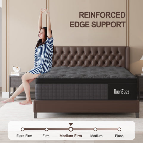 Duchessz Queen Mattress 12 inch Gel Memory Foam Pocket Innerspring Hybrid Mattress In a Box Medium Firm, Adult