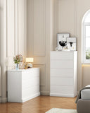 White Dresser for Bedroom with 5 Drawers, Tall Wood Drawer Dresser & Chest of Drawers for Closet, Living Room Hallway Kids Bedroom