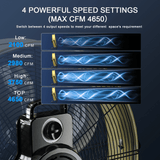 Rocyis 20 Inch Industrial High Velocity Drum Fan - 4 Speed 4650 CFM Air Circulation High Velocity Fan for Factory, Warehouse, and Commercial (Yellow)