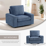 12x INGALIK Swivel Accent Chair, 40.2"W Oversize Chenille Accent Armchair with Storage Bag, Modern Comfortable Chair for Living Room, Bedroom, Blue