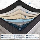 Duchessz Queen Mattress 14 Inch Hybrid Mattress In a Box EuroTop with Gel Memory Foam and Individually Pocket Innerspring Support for Motion Isolation Edge