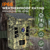 RONY 32GB Solar Trail Camera with Infrared Night Vision, 4K 30fps Motion Activated Waterproof IP66 Hunting Trail Cam for Wildlife Monitoring Scouting