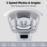 Pamo Babe Unisex Baby Swing for Newborns,5 Speeds with Remote Control,Canopy,Mosquito Net(Grey)