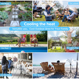 Tensea Upgrade Standing Misters for Outside Patio, Adjustable 5.25ft Misting Cooling System with 32.8ft Water Mist Line, Portable Outdoor Misting System with Flexible Spray Tube for Lawn,BBQ,Pet,Kids