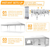 VECUKTY 10 x 20ft Pop up Canopy Tent with 6 Sidewalls, Wheeled Bag, Shelter for Outdoor Shade,White