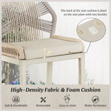 Dycanpo 26.5''H Outdoor Counter Height Chairs, Boho-Style Rattan Bar Stools Set of 4, Cream