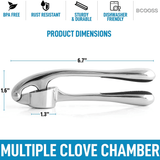 Stainless Steel Garlic Press and Mincer, Easy Squeeze Handle Design, Powerful Garlic Crusher, Essential Garlic Cutting Tool for Kitchen