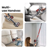 Cordless Vacuum Cleaner, 350W 35Kpa Powerful Stick Vacuum, with LED Display Free-Standing Vacuum Cleaners for Home Pet Hair Carpet Hard Floor S3 (Red)