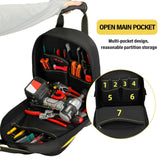 AIRAJ Heavy Duty Waterproof Tool Backpack with Molded Waterproof Bottom and Belt Support for Electricians, Plumbers, and More