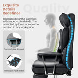 CoolHut Desk Office Chair 500LBS, Big and Tall Office Chair,  Leather Computer Chair, Executive Office Chair with Leg Rest and Lumbar Support, Black Office Chair
