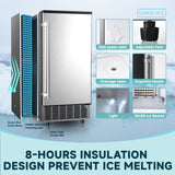 Simzlife 80lbs/24H Undercounter Commercial Ice Maker, Freestanding/Built-In Ice Machine with Clear Cube