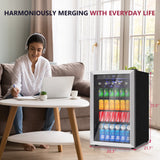 Simzlife 145 Can Beverage Refrigerator Cooler, 4.5 Cu.Ft Drink Fridge for Soda Wine Beer, Adjustable Temperature Control for Home Office, Silver