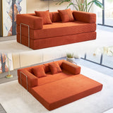 YINIX 81" Sofa Bed with Two Pillows,Comfy Modular Convertable Sleeper Sofa for Living Room,Orange