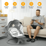 SACVON Baby Swing for Infants to Toddler, Baby Rocker for Infants with 5 Sway Ranges,Bluetooth Support Bouncers for 0-24 Months, Dark Gray