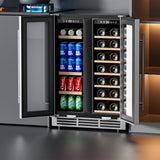 Simzlife Wine and Beverage Refrigerator, Wine Cooler- 20 Bottles&60 Cans, Built-in/Freestanding Dual Zone Wine Fridge with Glass Door, Removable Shelves for Home/Bar/Office