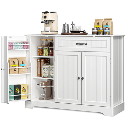 Noelse 42" Small Kitchen Pantry Cabinet with Storage Kitchen Sideboard Buffet Cabinet with Doors and Shelves, Living Room Storage Cabinet with 8 Shelves and 1 Drawer for Dining Room