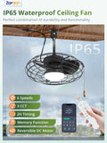 Zardon 18" Outdoor Caged Ceiling Fans with Lights and Remote Control, Dimmable, Waterproof, Black Blades