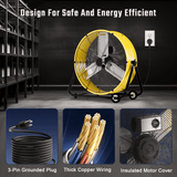 Rocyis 24 Inch Industrial High Velocity Drum Fan - 3 Speed 8800 CFM Air Circulation High Velocity Fan for Factory, Warehouse, and Commercial (Yellow)