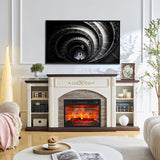 72-Inch Electric Fireplace TV Stand with Antique White Mantel, Vintage Entertainment Center for TVs up to 80", Homestyle Living Room Console