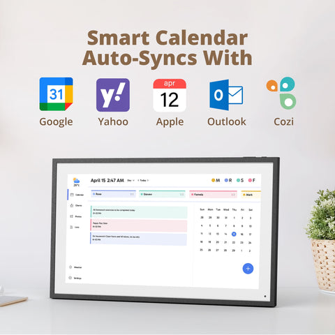 Dragon Touch Digital Calendar with Chore Chart - Full HD 1080P, 16" Interactive Touchscreen, Smart Family Scheduler for Wall or Desk Mounting-Black