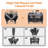 Pamo Babe Baby Playard, Magic Fold 1 Step Portable Playpen Changing Table for Newborn, Four-Panels