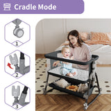 SACVON Baby Bassinet, Bedside Sleeper for Baby, Bedside Bassinet with Storage Basket and Wheels to Reduce Mom's Fatigue, Black