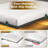 Behost Upholstered Full Bed Frame, Floating Bed Frame with Smart LED Lights and Charging Station, Gray