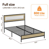 Behost Full Size Bed Frame with Upholstered Headboard, Under Bed Storage