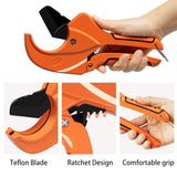 AIRAJ Ratchet PVC Pipe Cutter - Cuts up to 2-1/2 Inch PEX, PVC, PPR & Plastic Hoses, Ideal for Home Repairs & Plumbing