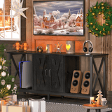 Behost TV Stand for 65 Inch, Farmhouse Entertainment Center with Doors and Storage Cabinet, Mid Century Modern TV Media Console Table with Open Shelf for Living Room,Black