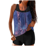 Maqroz Women's Tankini Suits 2025 Tummy Control Swimsuit Two Piece Graphic Bathing Suit Tank Top with High Waisted Boyshorts Two Piece Swimsuits for Women Traje De Bano Para Mujeres On Clearance