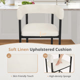 Dycanpo 26'' Barrel Bar Stools Set of 3 with Chenille Fabric Curved Backrest for Home Kitchen, Beige