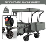 VECUKTY Collapsible Garden Wagon Cart with Removable Canopy Gray