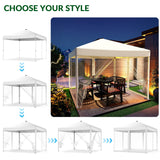Vecukt 10x10ft Pop Up Canopy Tent with Removable Mesh Mosquito Sidewalls, Remote-Controlled 8-Color LED Lights ,Instant Outdoor Shelter Gazebo Tent, White