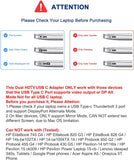Duomigo USB C Dual HDTV Adapter, 2 Monitor Splitter, USB C Hub for Dual HDTV Docking Station for Laptops and Monitors