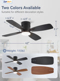 Zardon 42" Modern Ceiling Fan with Light and Remote Control – 6-Speed Quiet DC Motor, 3 Color Temperatures, LED for Bedroom, Living Room & Dining Room-Black