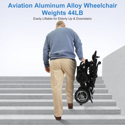 30 Miles Long Travel Range, Electric Wheelchair for Adults Power Wheelchairs Lightweight Foldable All Terrain Motorized Wheelchair for Seniors Compact Portable Airline Approved