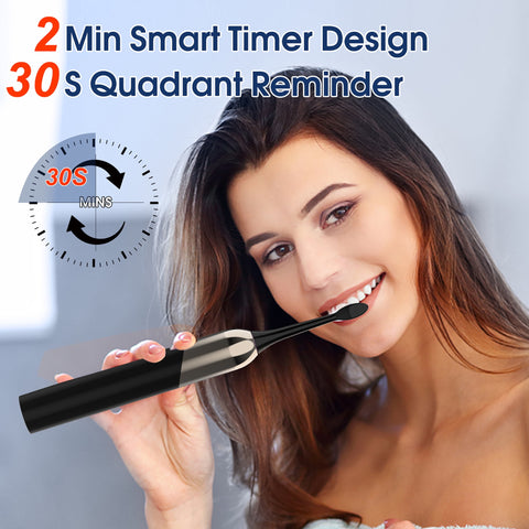 OasiSmile Sonic Electric Toothbrush for Adult with 4 Brush Heads, 50000 VPM Deep Clean Travel Tooth Brush, 5 Modes, Waterproof, Wireless Charging,Black
