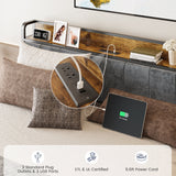 OLEVS Queen Bed Frame with Headboard, LED Light, Charging Station, No Box Spring Required