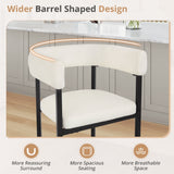 Dycanpo 26'' Barrel Bar Stools Set of 3 with Chenille Fabric Curved Backrest for Home Kitchen, Beige
