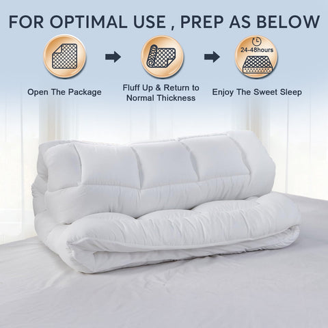 Thinway Twin Mattress Topper, Cooling, Extra Thick, Pressure Relief, 400TC, 8-21" Deep Pocket, Sensitive Skin, 39x75 Inches White