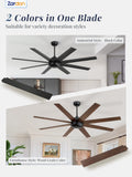 Zardon 65-inch Ceiling Fan with Remote Control, 6-Speed Settings, No Light, Indoor Use, Black