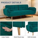 Convertible Futon Sofa Bed, Sleeper Sofa Bed with Adjustable Backrests, Linen Loveseat Sofa Small Couches for Small Spaces, Living Room, Bedroom,Green