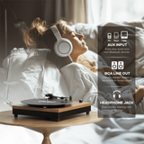 1231 Turntable Record Player with 3-Speed Belt-Drive, Vinyl Records Player with Built-in Speakers and Bluetooth, RCA/AUX/Headphone Out, Auto Off