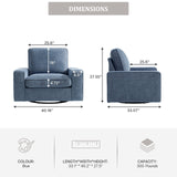 12x INGALIK Swivel Accent Chair, 40.2"W Oversize Chenille Accent Armchair with Storage Bag, Modern Comfortable Chair for Living Room, Bedroom, Blue