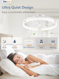 Zardon 20" Flush Mount Ceiling Fan with Light–6-Speed Remote, 3CCT Dimmable LED, Ultra-Quiet for Bedrooms & Low Ceilings - White